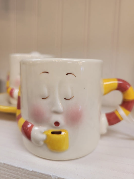 Vintage Java Joe by Clay Art Mugs and Saucers