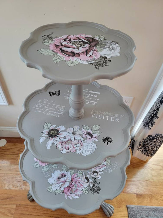 3 tier Vintage Pie Table - Floral Motif