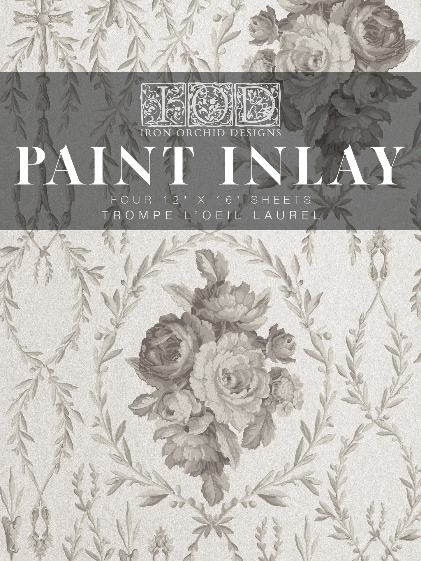 Trompe l'oeil laurel IOD Paint Inlay 12x16 Pad