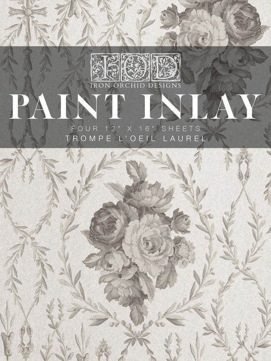 Trompe l'oeil laurel IOD Paint Inlay 12x16 Pad