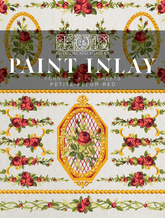 Petite Fleur Red IOD Paint Inlay 12x16 Pad™