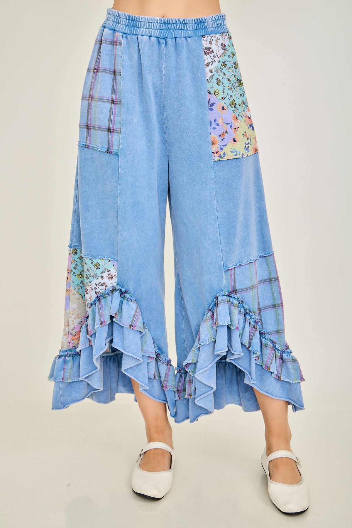 Mineral Washed Patchwork Pants