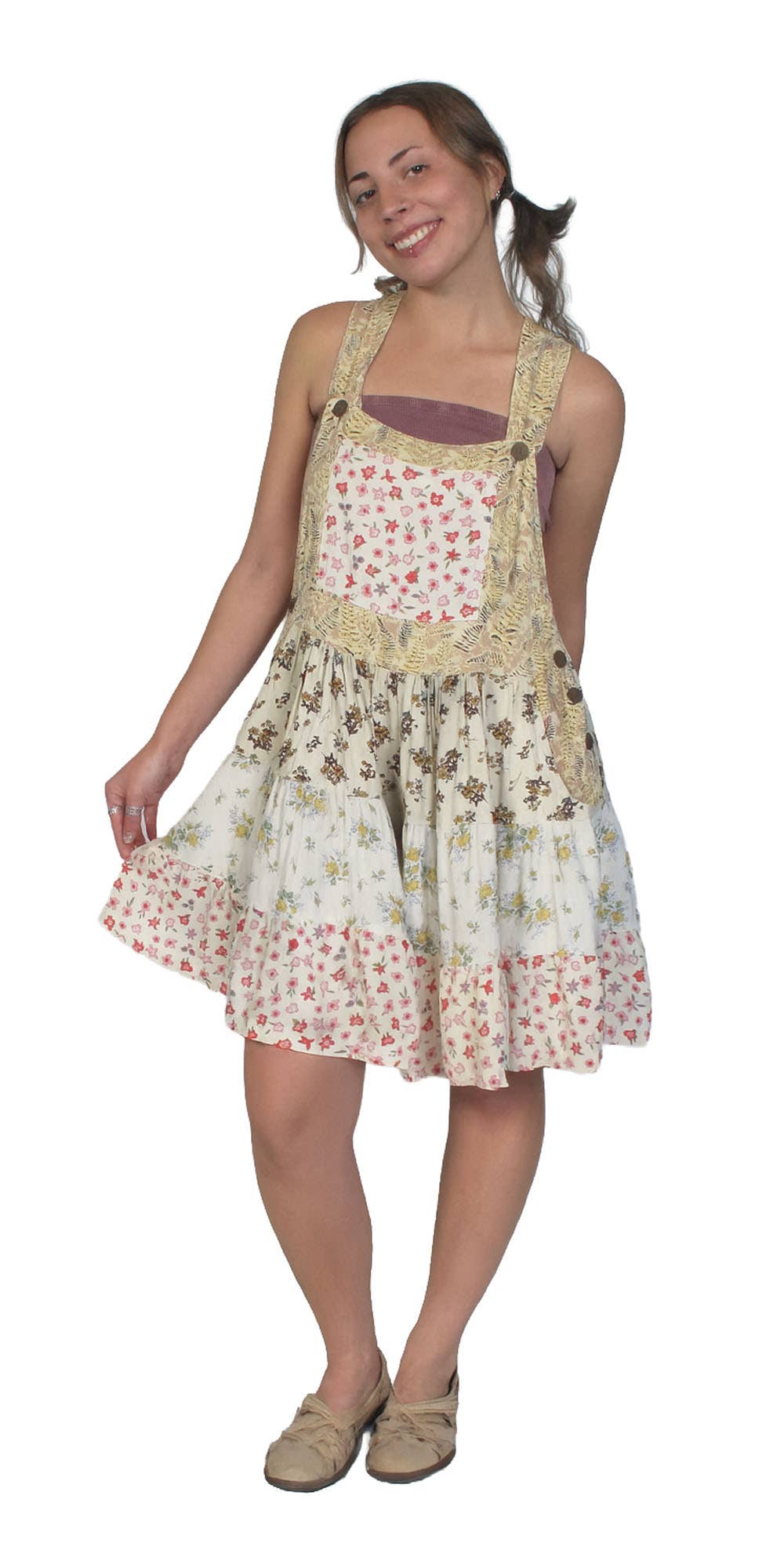 Patchwork Mini Jumper Skort: Herb / S