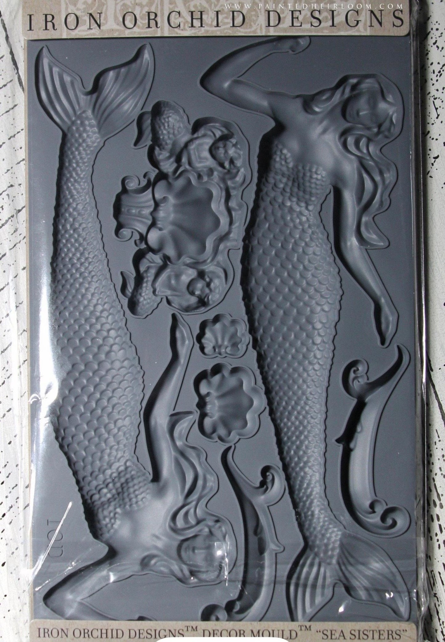 Sea Sisters Mermaid- IOD Mould - RETIRED - 6 x 10 Silicone Mould - Iron Orchid Design - micro edge rim