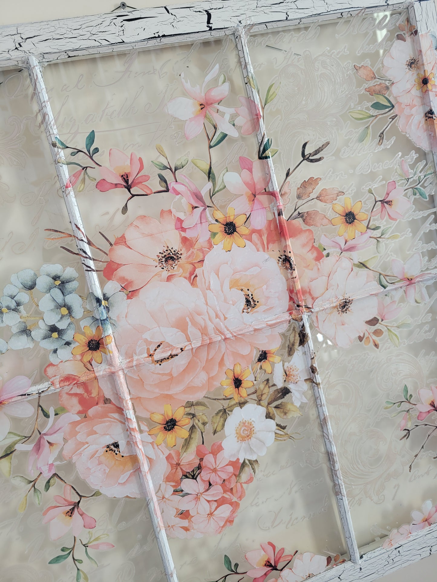 Large Floral 6 pane Vintage Window
