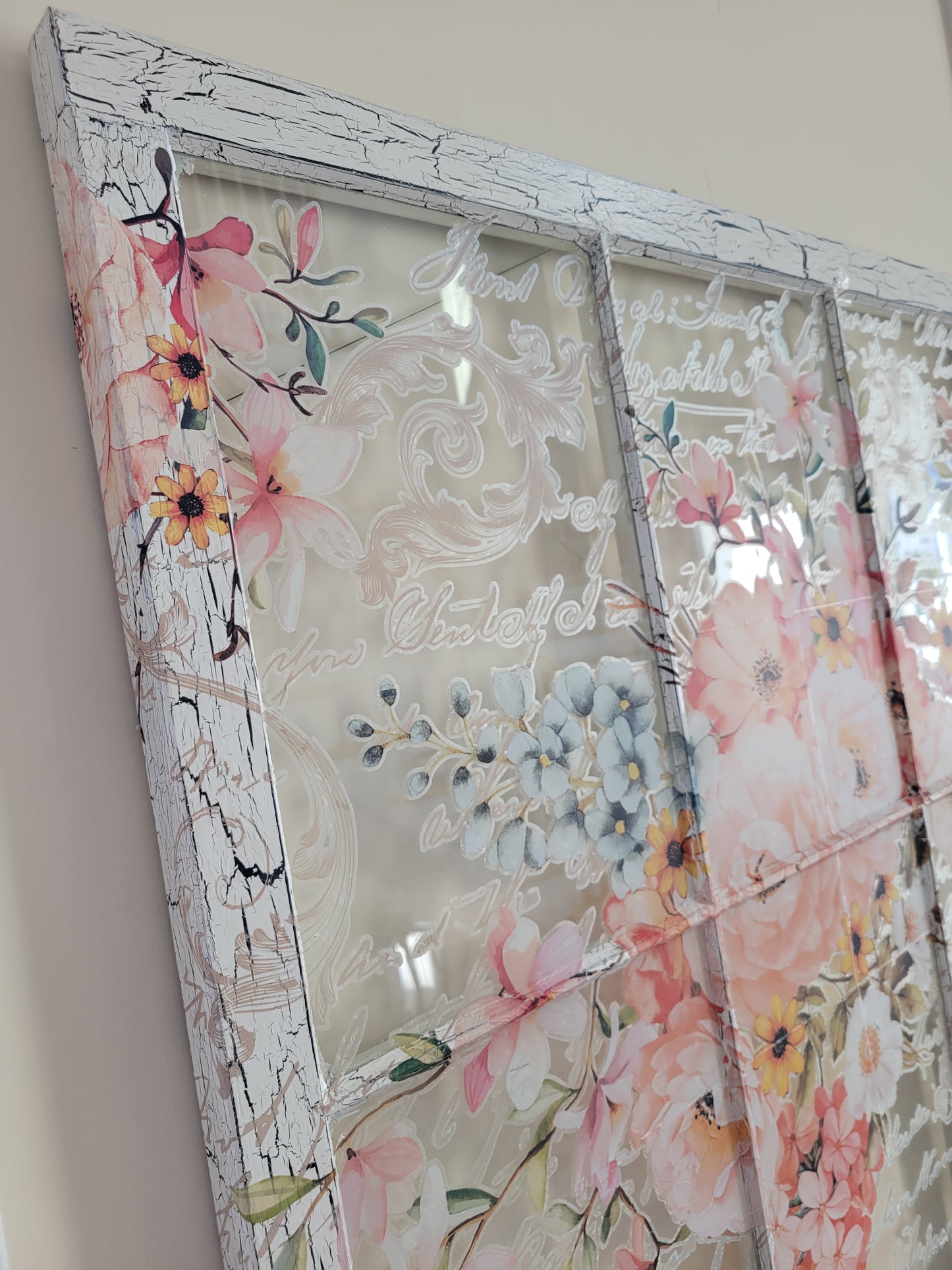 Large Floral 6 pane Vintage Window