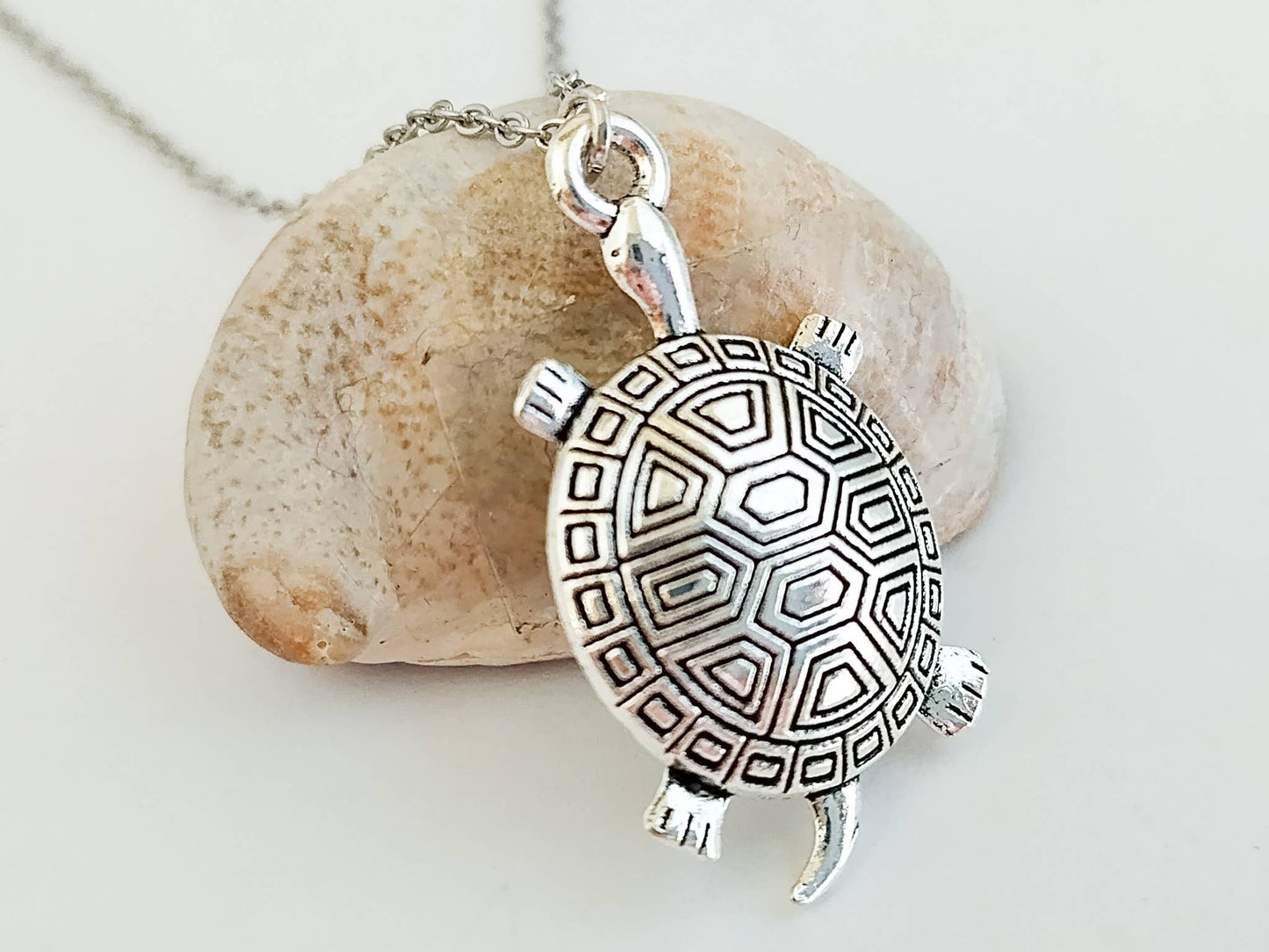 Silver Turtle Necklace, Nature Necklace