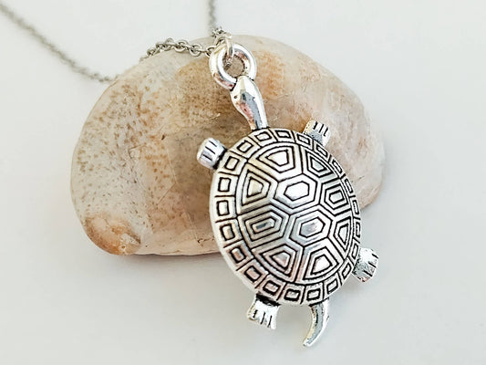 Silver Turtle Necklace, Nature Necklace