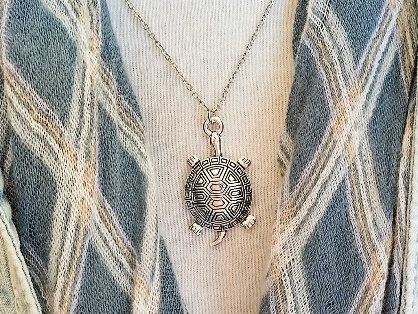 Silver Turtle Necklace, Nature Necklace