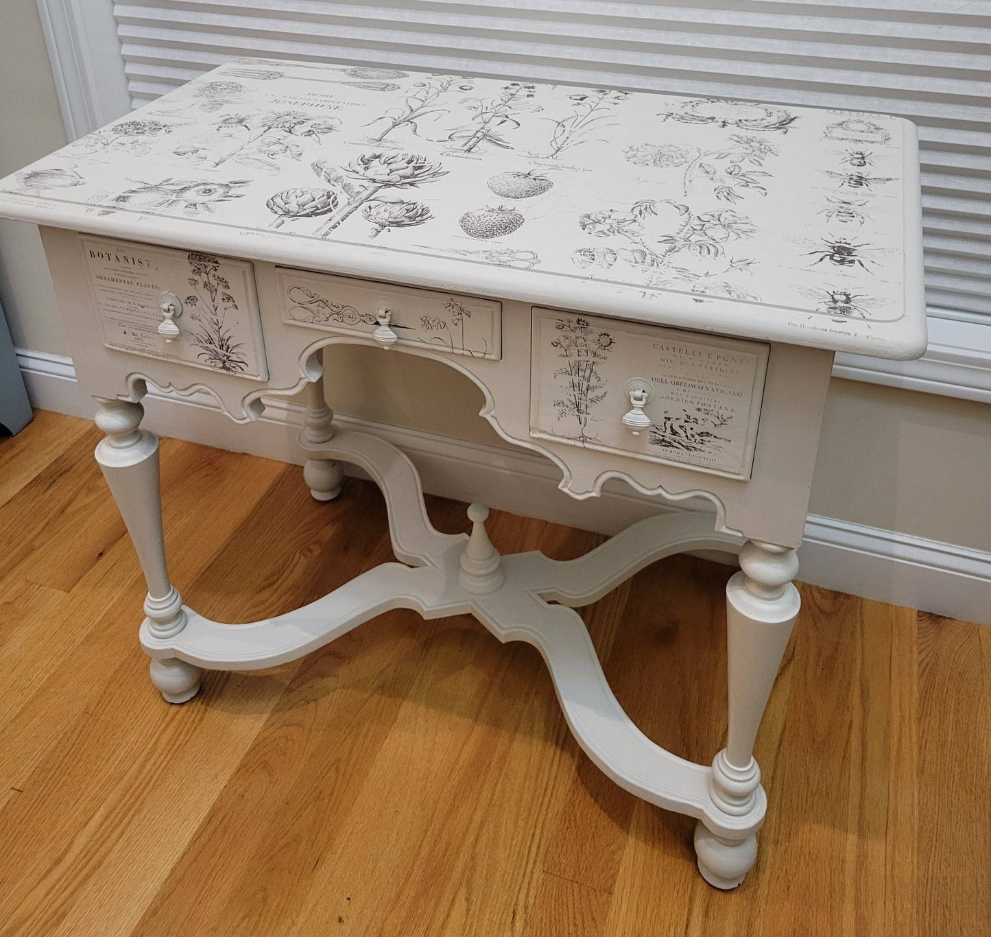 Vintage Desk or Vanity updated with a botanist theme
