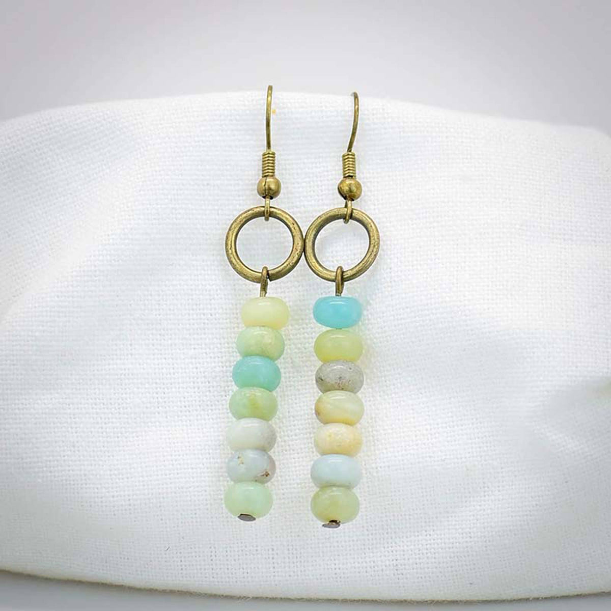 Natural Amazonite Circle Earrings