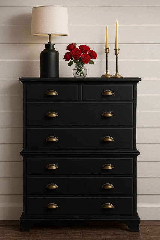 Beautiful Reimagined Black Tall Boy Dresser