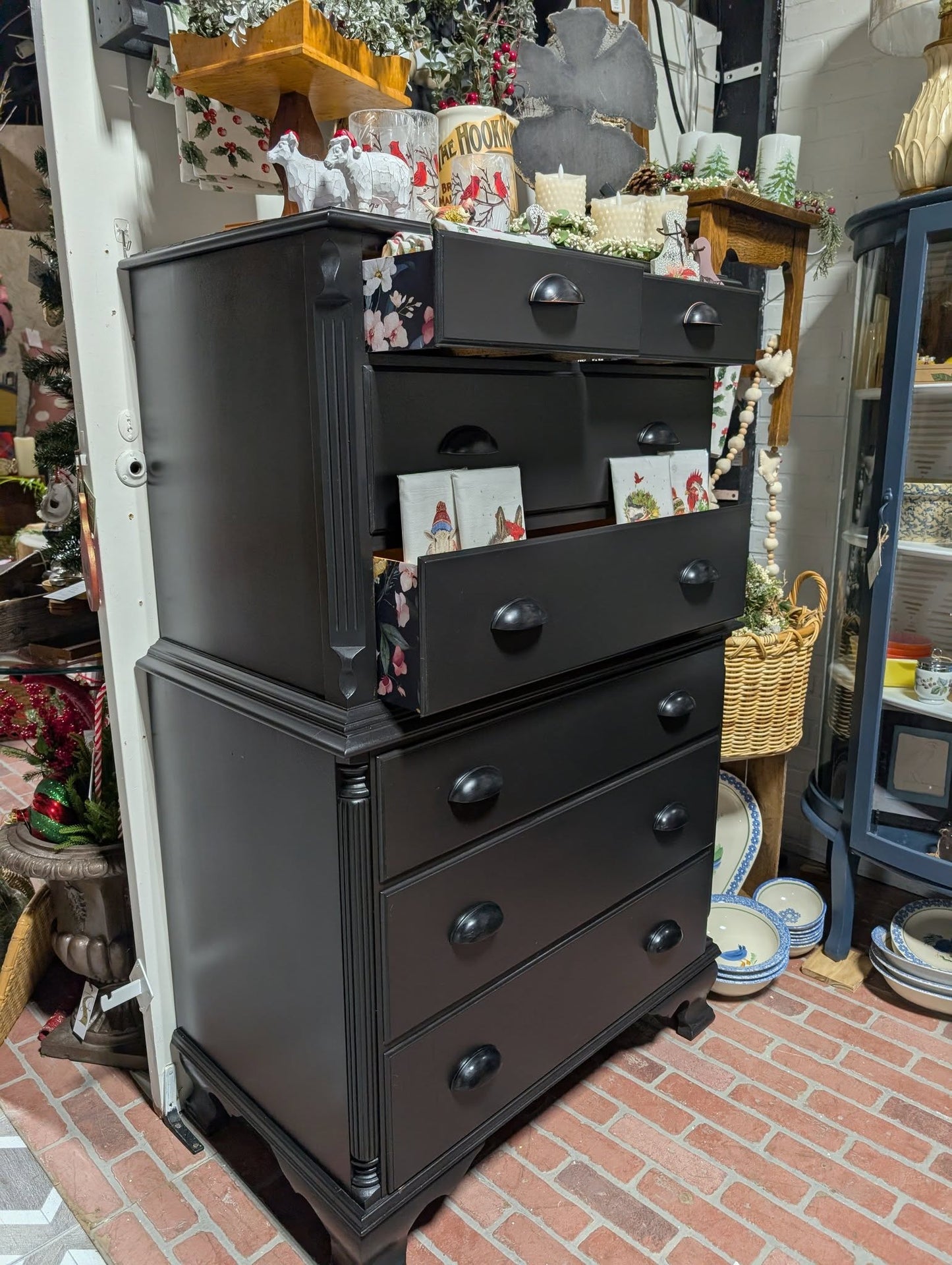 Beautiful Reimagined Black Tall Boy Dresser