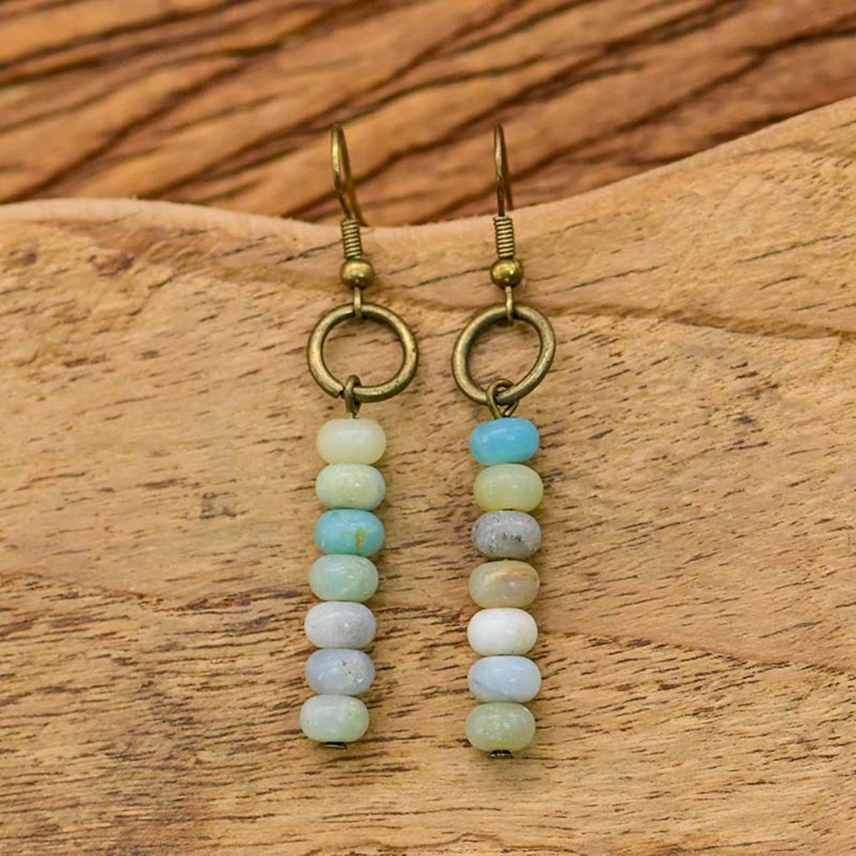 Natural Amazonite Circle Earrings
