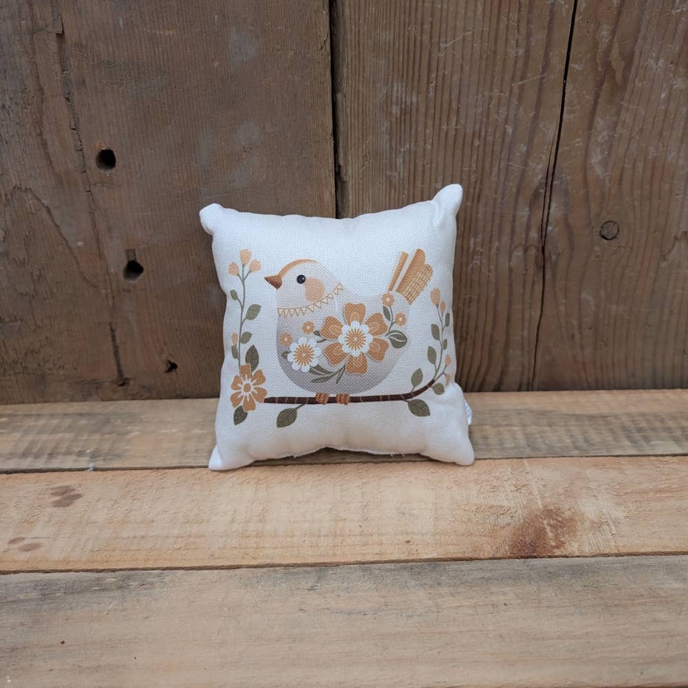 Mini Pillow with Bird