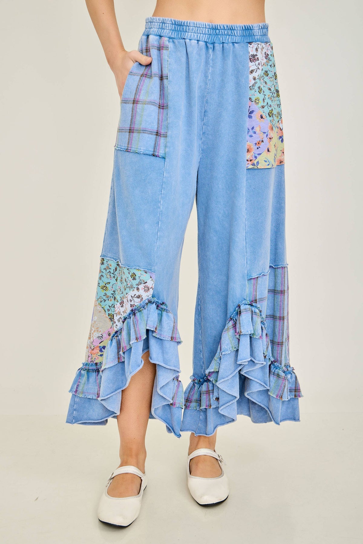 Mineral Washed Patchwork Pants
