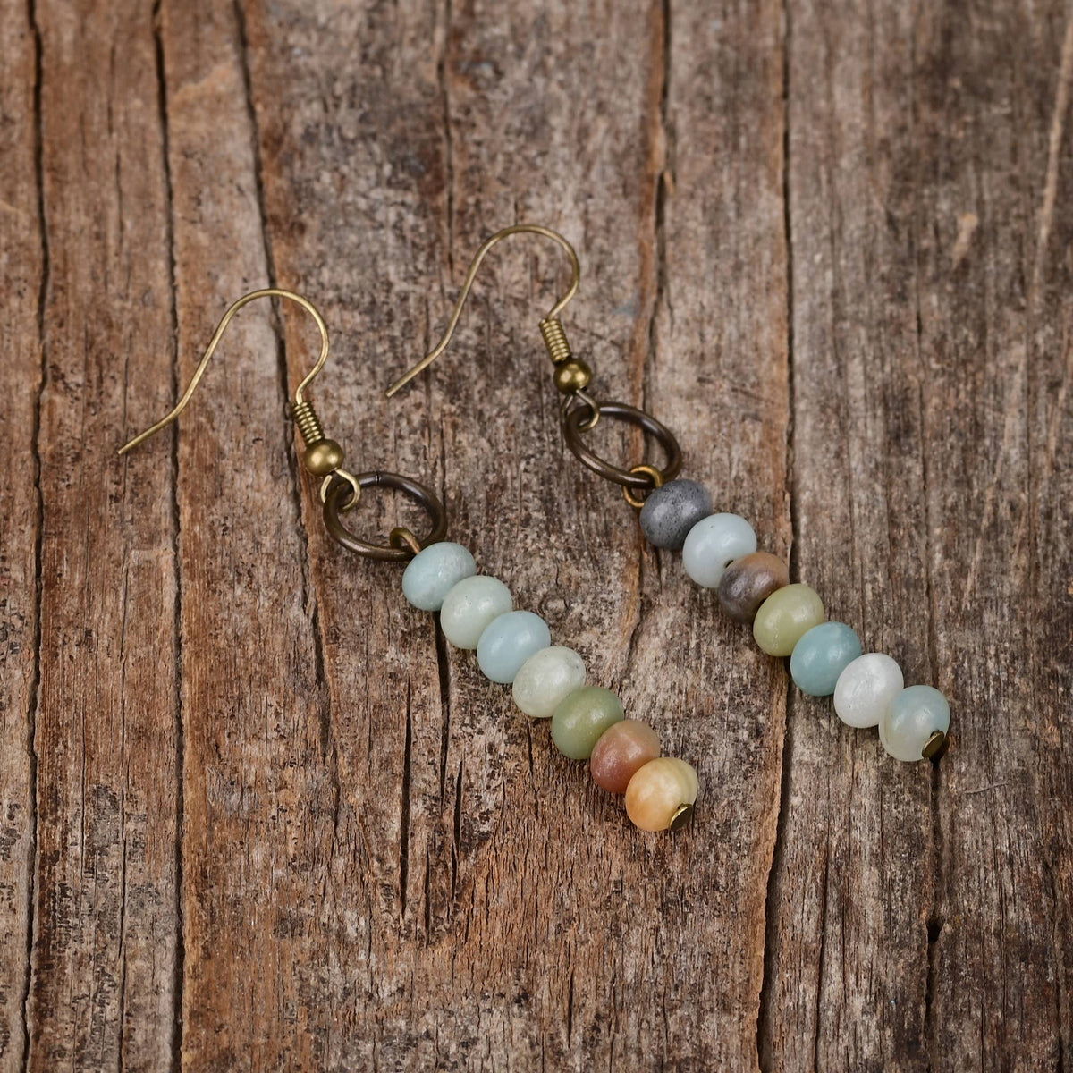 Natural Amazonite Circle Earrings