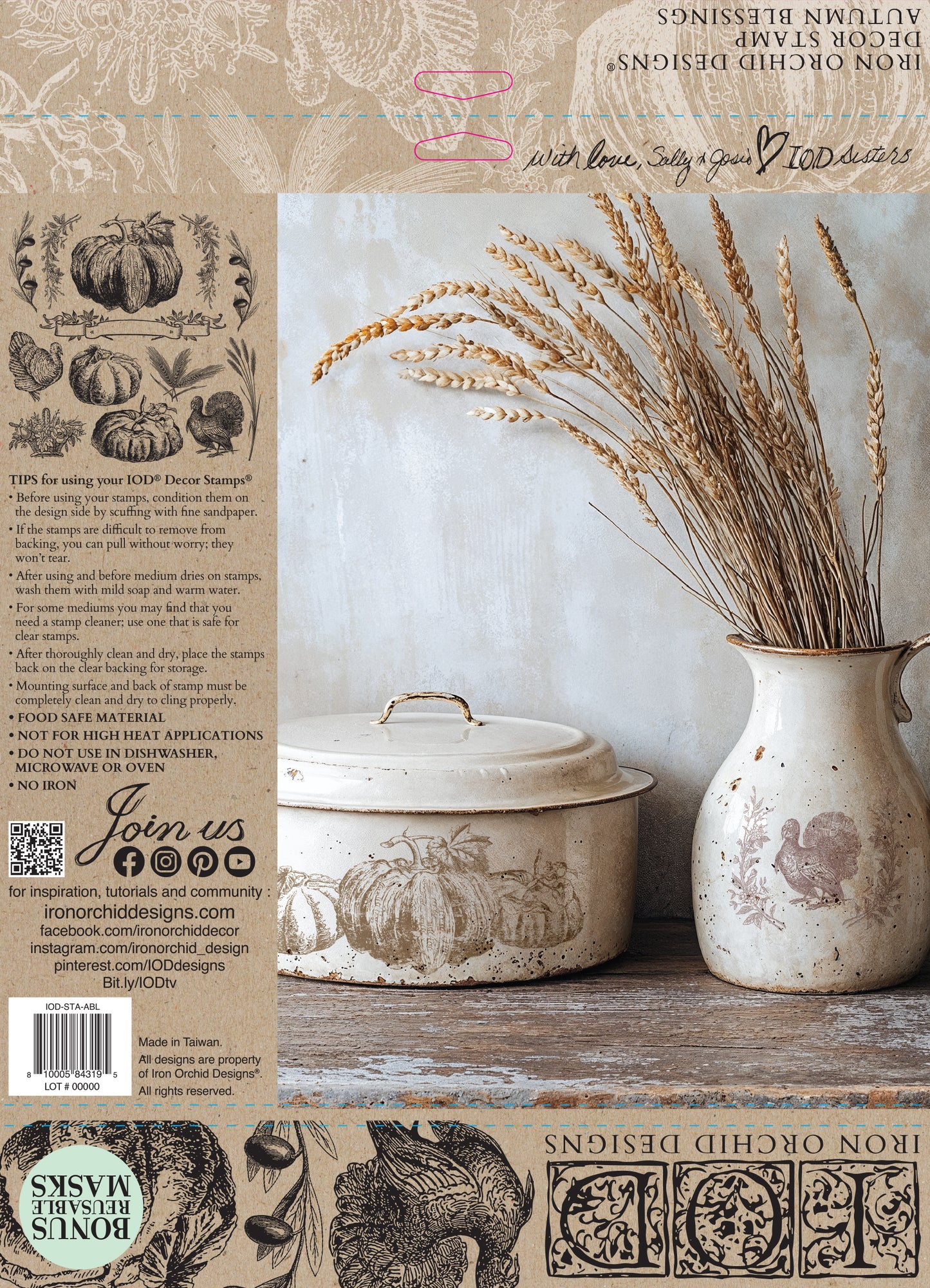 Autumn Blessings 12x12 IOD Stamp
