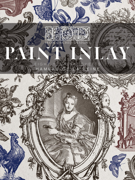 Packaging of Iron Orchid Designs Paint Inlay with decorative design and text.
