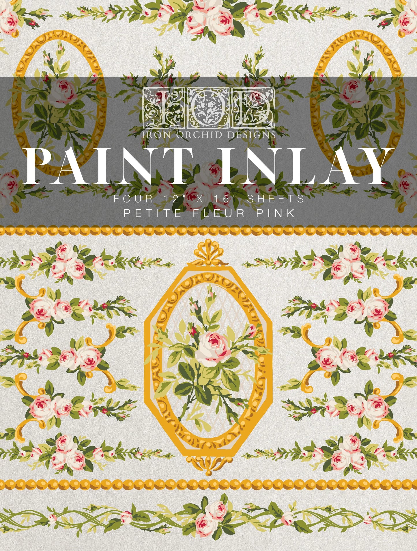 Petite Fleur Pink IOD Paint Inlay 12x16 Pad™