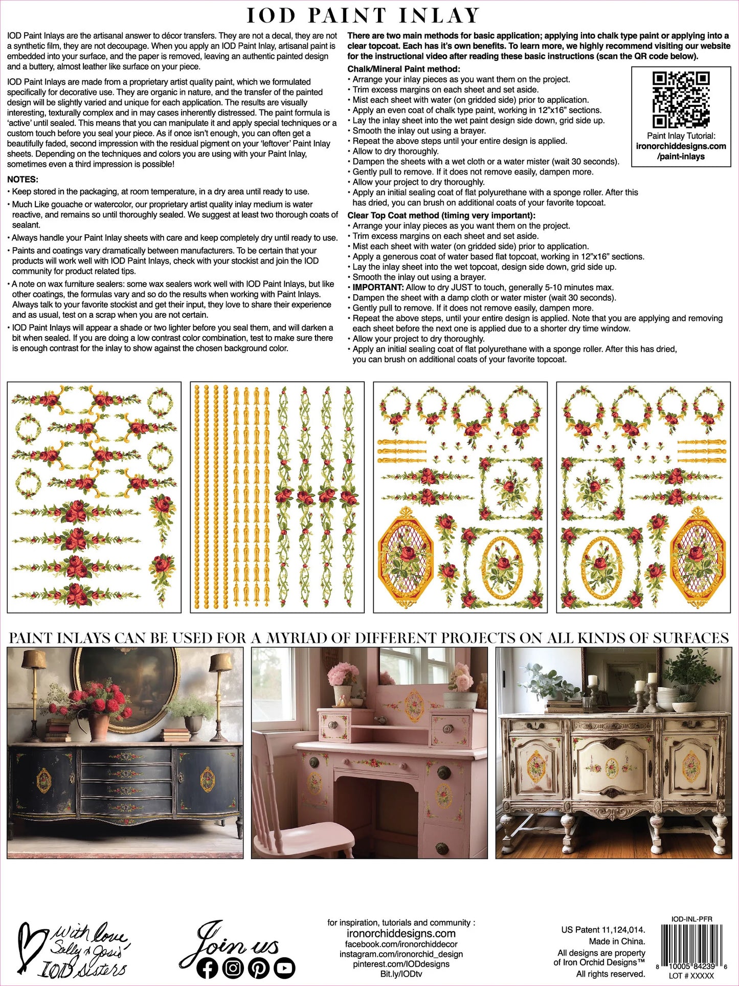 Petite Fleur Red IOD Paint Inlay 12x16 Pad™