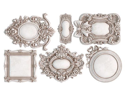 Set of decorative picture frames on a white background