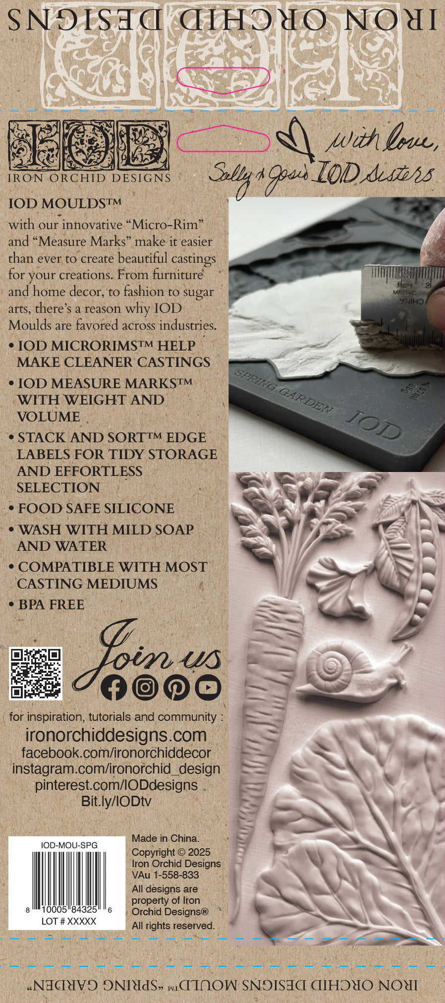 Iron Orchid Designs mold packaging with branding and product details.