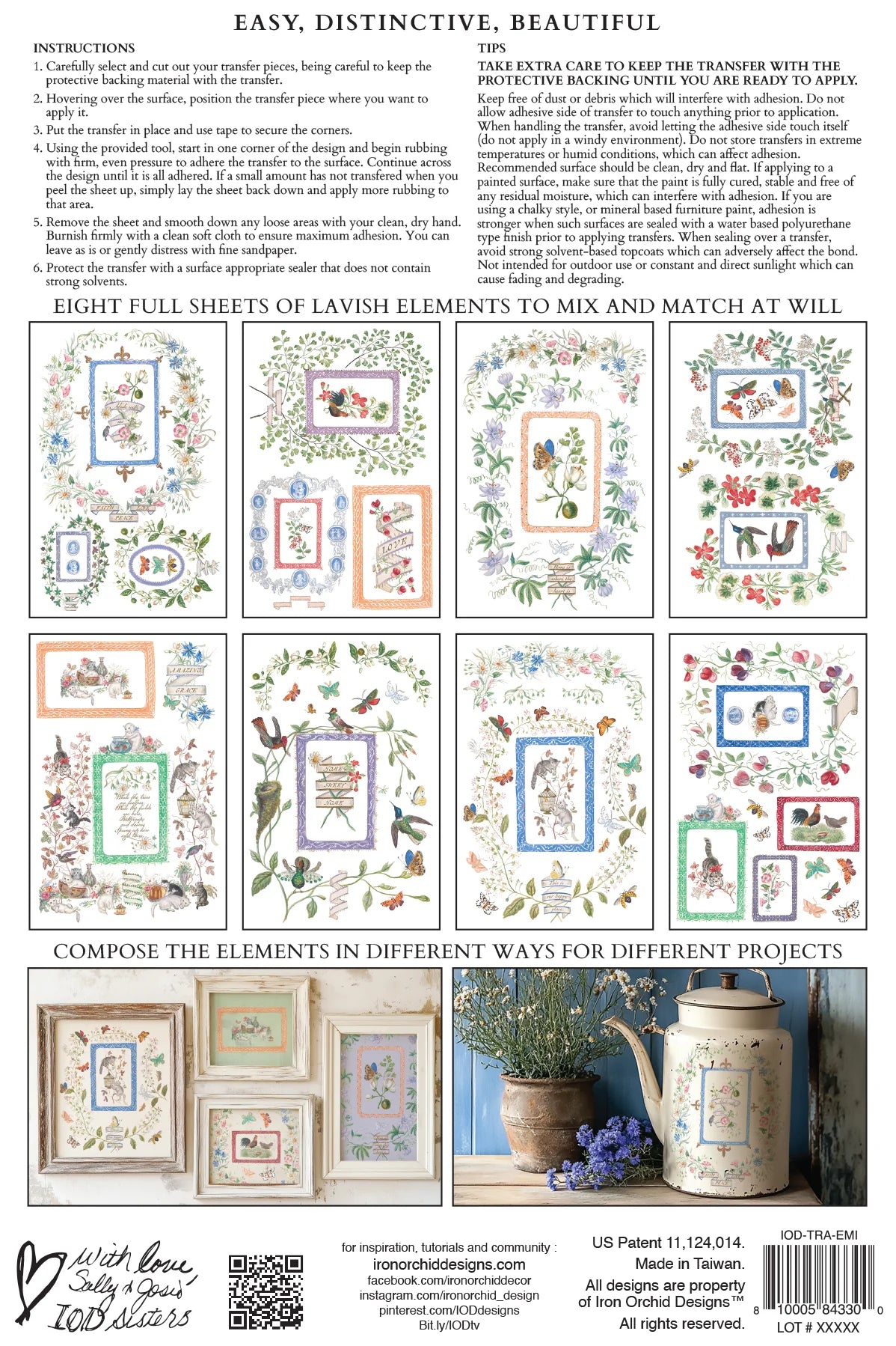Packaging of cross-stitching patterns with illustrations and text on a white background