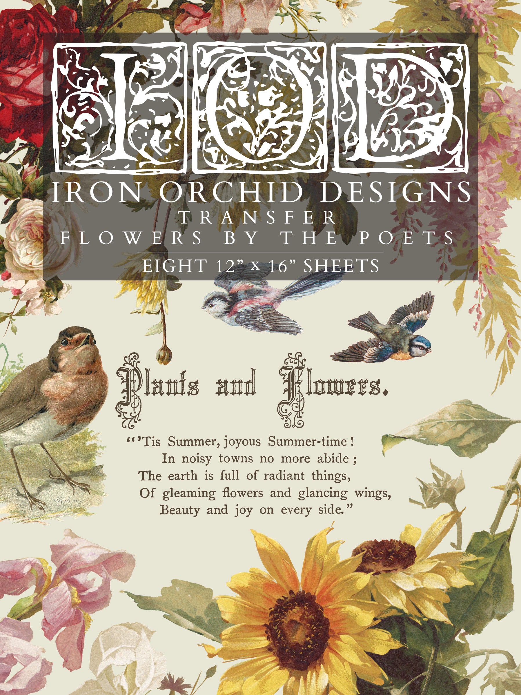 Iron Orchid Designs transfer paper with floral and nature-themed design