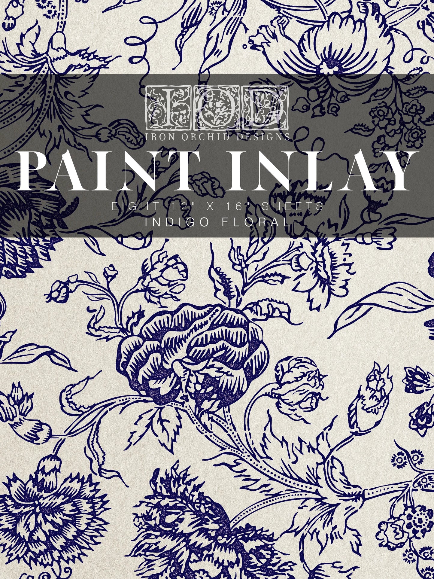 Indigo Floral IOD Paint Inlay 12x16 Pad