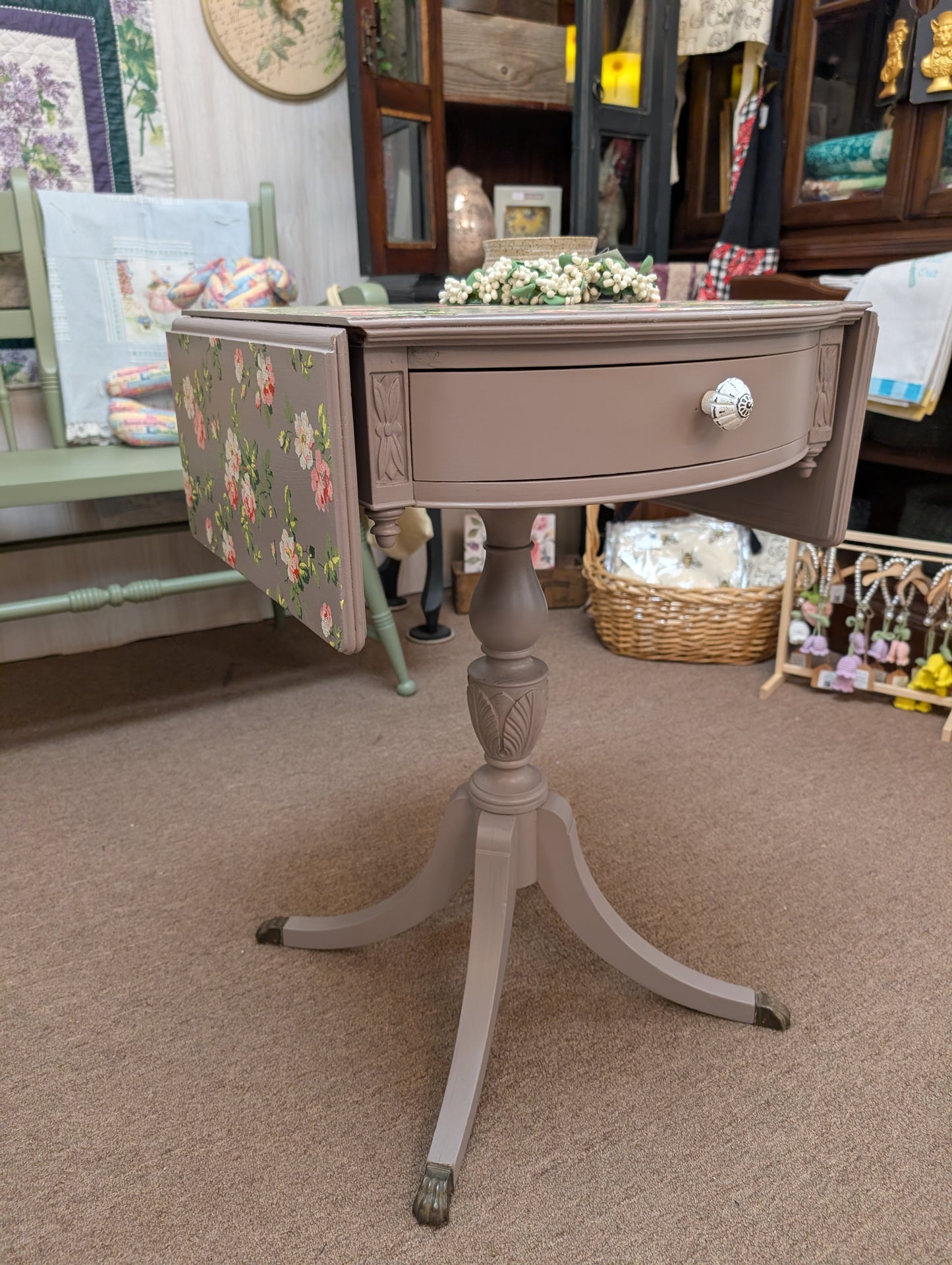Vintage Restyled Drop Leaf Accent Table
