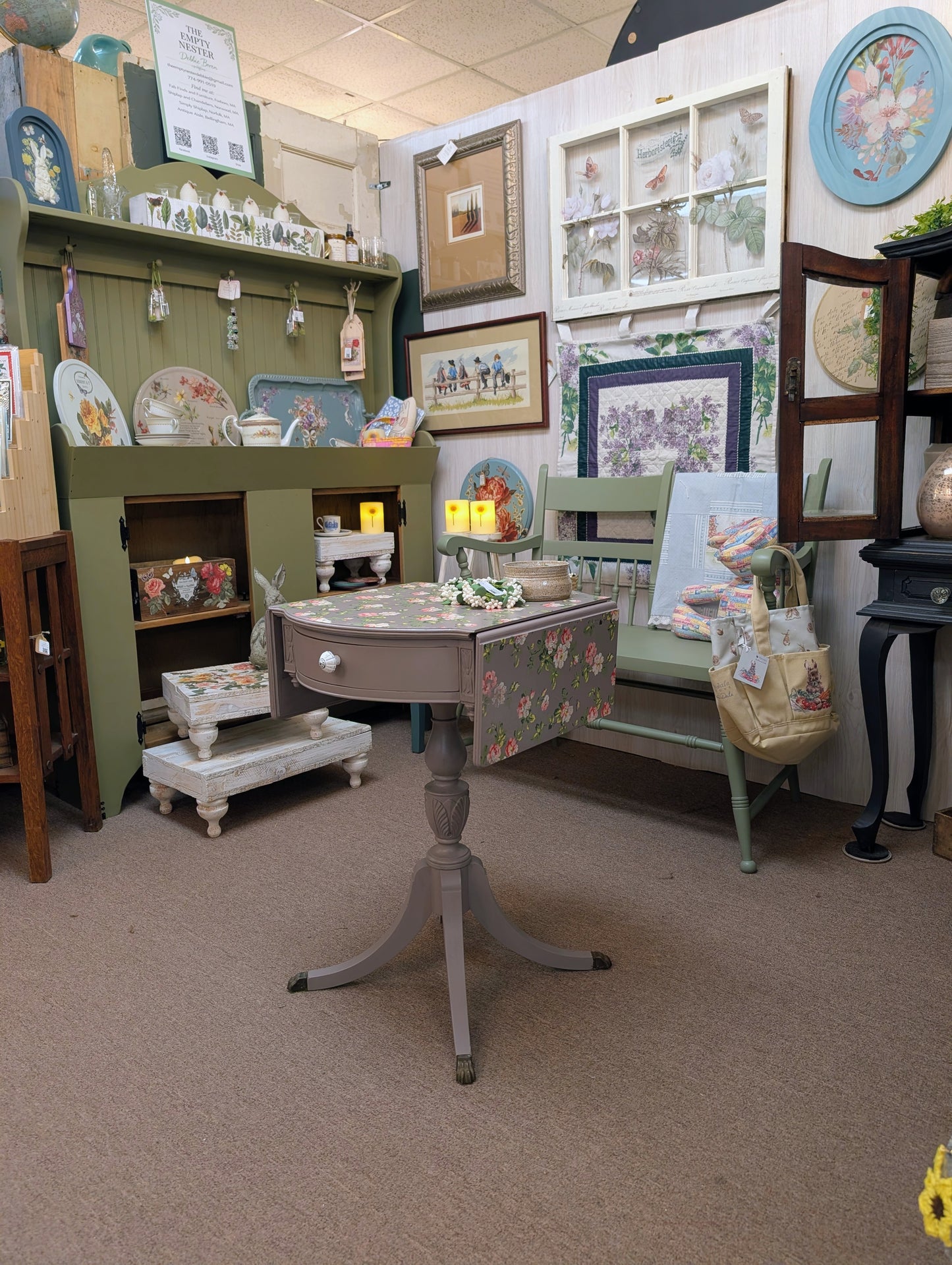 Vintage Restyled Drop Leaf Accent Table