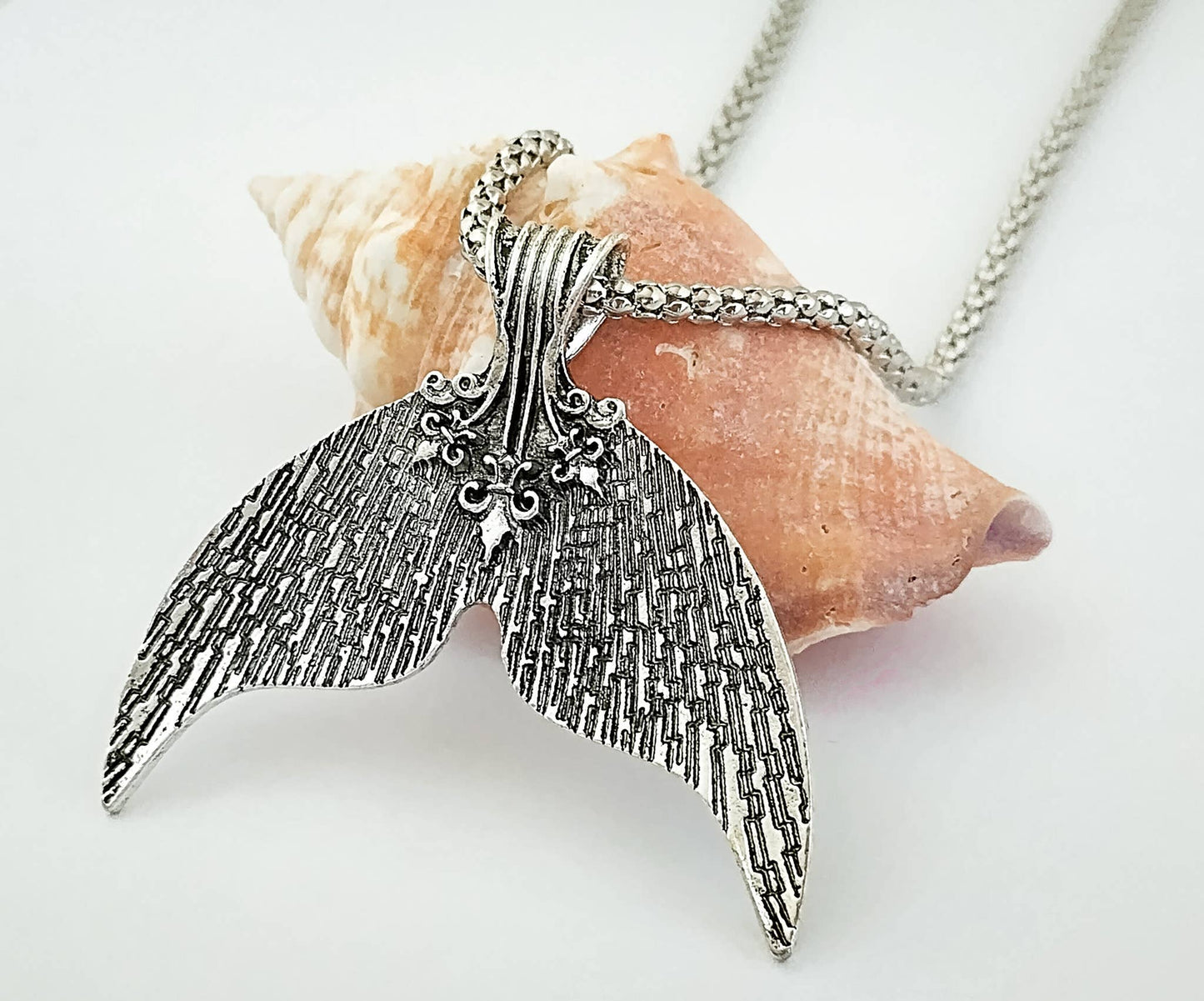 Mermaid Necklace, Nautical Necklace, Whale Tail Necklace