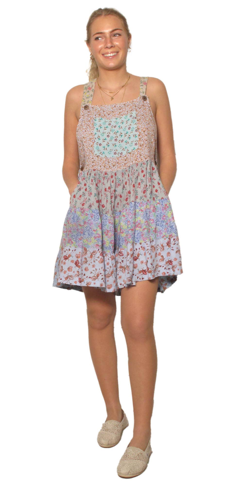 Patchwork Mini Jumper Skort: Herb / M