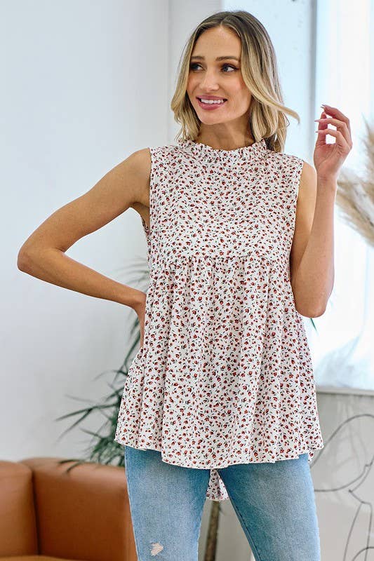 Kassandras mockneck tunic tank: CREAM / M