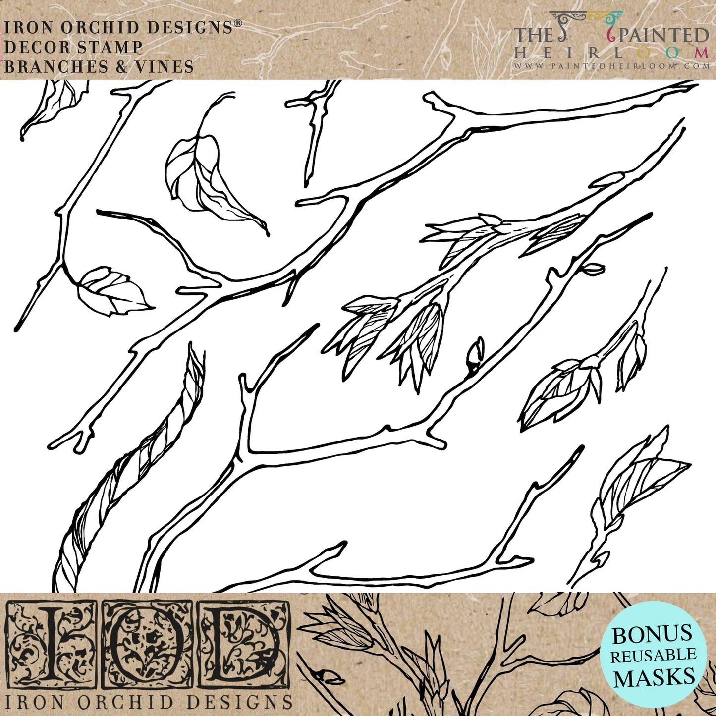 Branches and Vines Stamp (Retired) by IOD - Iron Orchid Designs