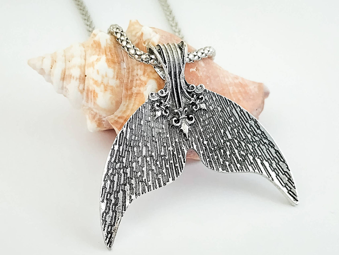 Mermaid Necklace, Nautical Necklace, Whale Tail Necklace