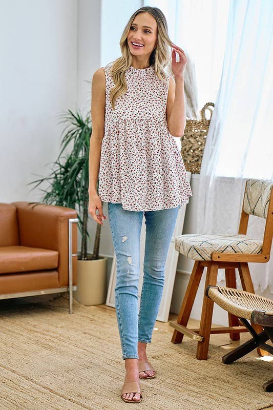 Kassandras mockneck tunic tank: CREAM / S